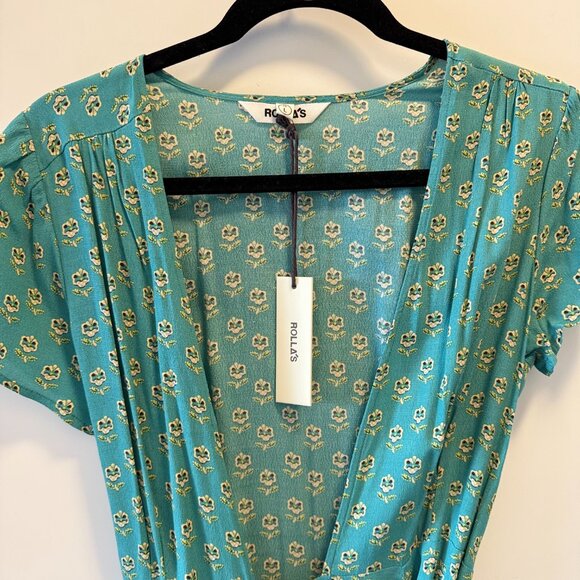 Rolla's NWT Summer Wrap Dress - L , Teal Green, Prep - Picture 5 of 11